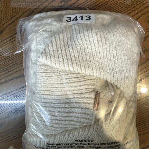 Free People Sweater Womens Medium Cream Every Cloud Cable Knit Collared Cozy - Picture 10 of 10